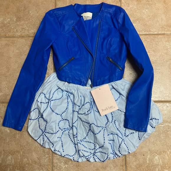 NWT Peach Love Pale Blue Rhinestone Balloon Mini Skirt Sz XS/S - Picture 4 of 4